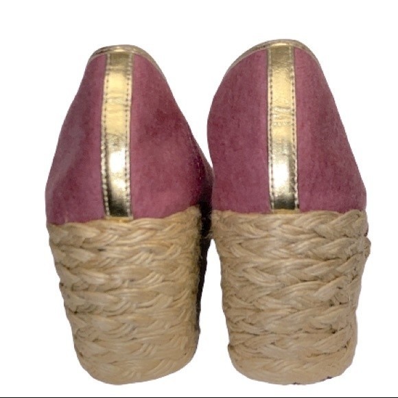 Lauren Ralph Lauren Cecilia slip on espadrille wedge sandal pink gold size 9 - Picture 5 of 13